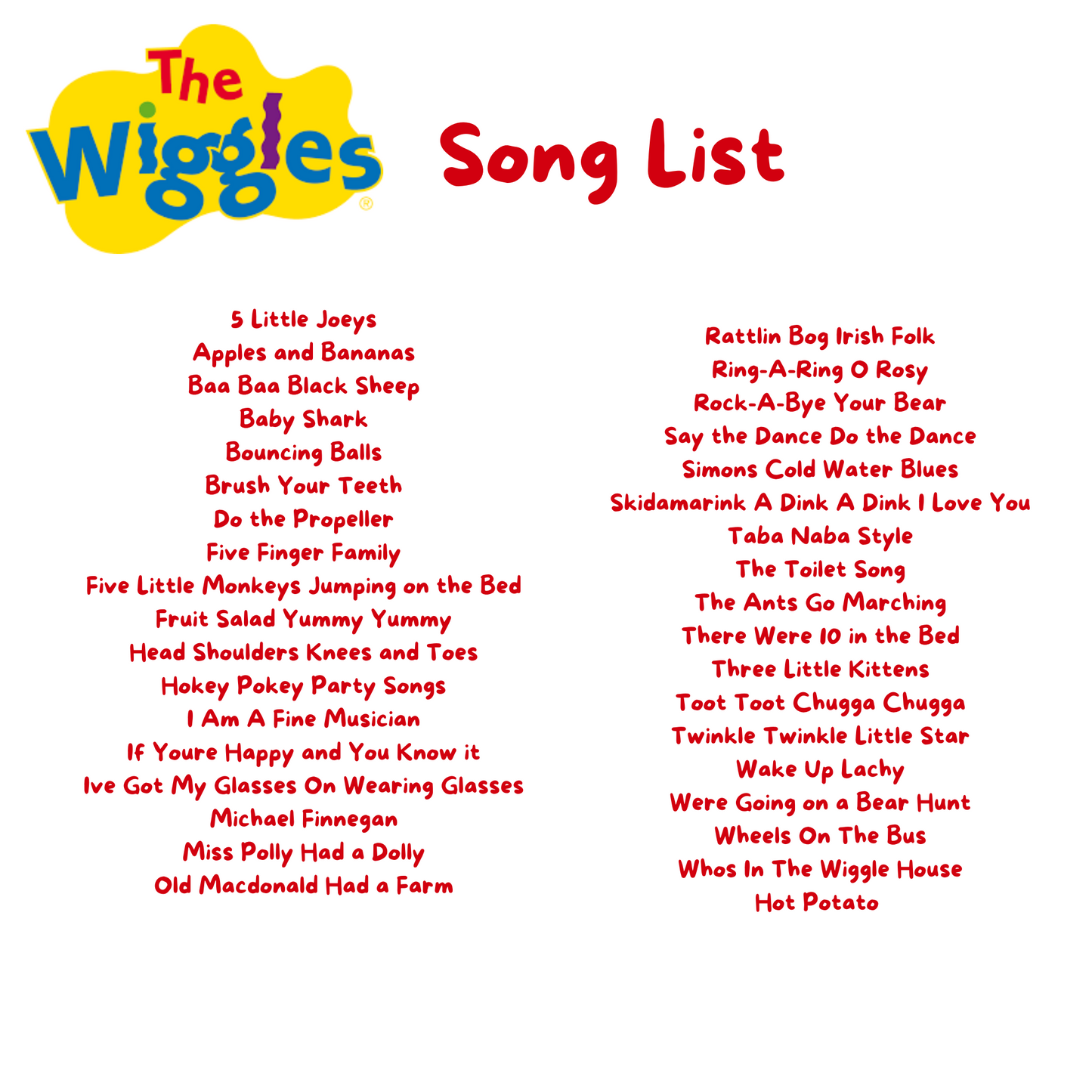 The Wiggles - Songs